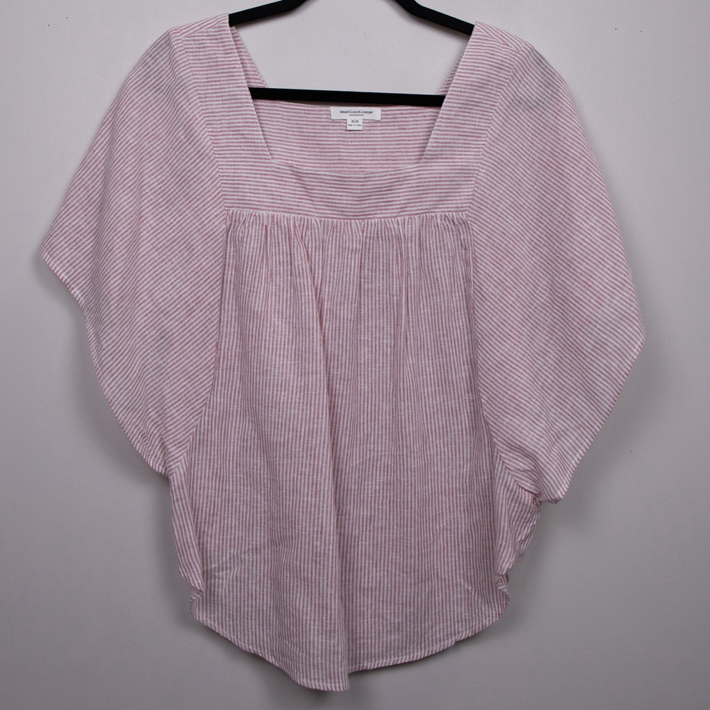 Beachlunchlounge red and white stripe butterfly top-M